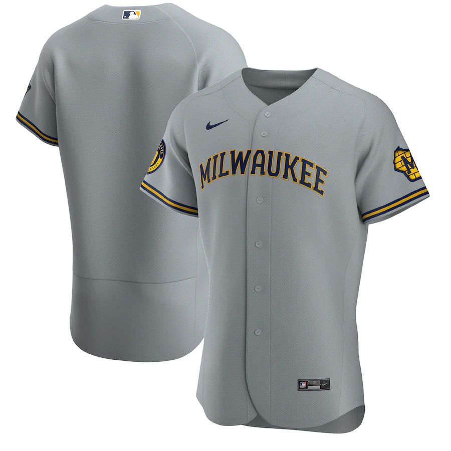 Cheap Mens Milwaukee Brewers Nike Gray Road Authentic Team MLB Jerseys